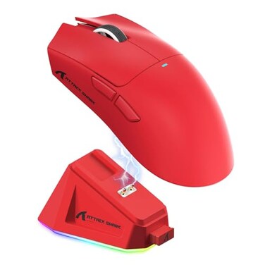 MAGIC-REFINER MAGICREFINER Attack Shark X11 59g Superlight Wireless Gaming Mouse with Magnetic RGB Charging DockBT24G WirelessWired Mouse 22000 DPI5 Programmable Buttons for PCLaptopMacRed