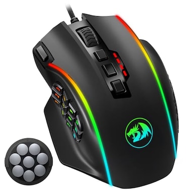 Redragon Gaming Mouse MMO Mouse Gaming UP 12400 DPI 19 Macro Programmable Buttons RGB Mouse with 12 Side Buttons 8 24g Weight Tuning for PC Laptop MOBA FPS M901K Black