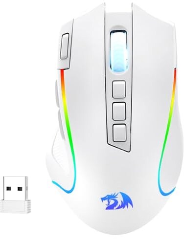 Redragon M612 PRO RGB Gaming Mouse 8000 DPI WiredWireless Optical Mouse with 9 Programmable Buttons 6 Backlit Modes BT 24G Wireless Software Supports White