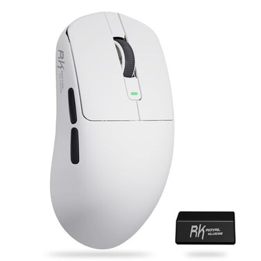 RK ROYAL KLUDGE RK M3 Gaming Mouse with 42000 DPI PAW3950 Optical Sensor 47g Lightweight TriMode 24GUSBCBluetooth Wireless Mouse 8000Hz Polling Rate with 5 Programmable Buttons White