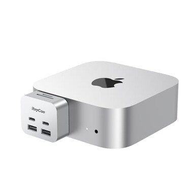 RayCue MiniPack Expansion Dock for Mac mini M4 6Port USBC Hub with Dual 10Gbps Adapters 2 10G USBC 2 10G USBASD TF 30 Card Reader HighSpeed Data Transfer MultiDevice Connectivity