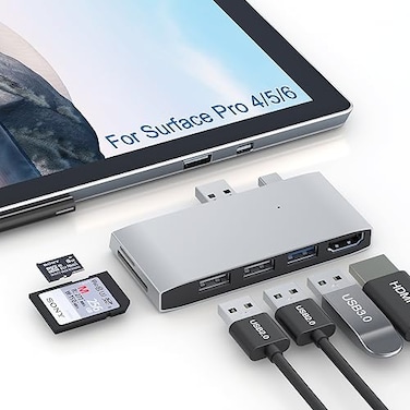clickfish USB 30 Surface Pro 6Pro 5Pro 4 USB Hub Docking Station 4K HDMI Hub Adapter SD TFMicro SD Memory Card Reader 4K30Hz HDMI Port Converter Accessories for Surface Pro 654
