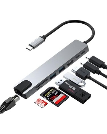 Zyerch 8 in 1 USB C Docking Station 4K HDMI 100W PD 3 5Gbps Data Ports TFSD Card Reader USB Hub for Laptop MacBook ProAirMacDellHPASUSAcerSteam Deck