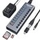 WENTER Powered USB Hub 30 with SDTF Card Reader Aluminum 10 Port Powered USB Hub 9 USB 30 Data Transfer Port 1 USB Fast Charging Port Hub USB 30 Hub for PC Laptop