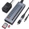 WENTER Powered USB Hub 30 with SDTF Card Reader Aluminum 10 Port Powered USB Hub 9 USB 30 Data Transfer Port 1 USB Fast Charging Port Hub USB 30 Hub for PC Laptop
