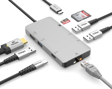 EZQuest USB C Hub Docking Station 8 in 1 with 4K HDMI 1 Gbit Ethernet 3 USB A 30 Ports 1 USBC PDData SDMicro SD for Work and Travel Compatible with MacBookDellHPLenovoLaptops