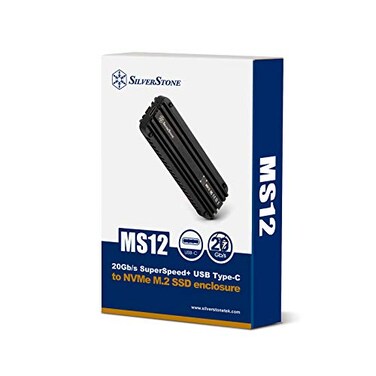 Silverstone MS12 20Gbps SuperSpeed USB 32 Gen 2x2 TypeC to NVMe M2 SSD Enclosure Aluminum Black SSTMS12
