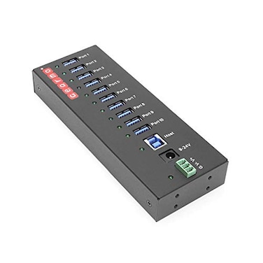 Gearmo USB 32 Gen 1 10 Port Industrial Metal Hub w15KV ESD Protection