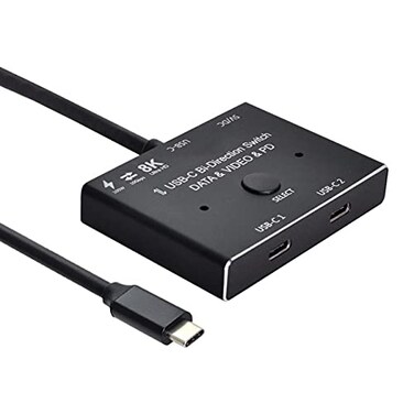 NFHK USBC TypeC BiDirection Switch MST 1 to 2 Hub Support Video Data PD 8K30hz 100W 10Gbps