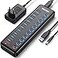 WENTER Powered USB Hub Wenter 11Port USB Splitter Hub 10 Faster Data Transfer Ports 1 Smart Charging Port with Individual LED OnOff Switches USB Hub 30 Powered with Power Adapter for Mac PC