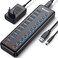 WENTER Powered USB Hub Wenter 11Port USB Splitter Hub 10 Faster Data Transfer Ports 1 Smart Charging Port with Individual LED OnOff Switches USB Hub 30 Powered with Power Adapter for Mac PC