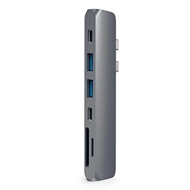 Satechi USB C Hub Adapter USBC Dongle 7 in 1 USBC with 4K HDMI 87W PD Charging USBC Data 2 USBA Data MicroSD Card Readers for MacBook AirProNeo Space Gray