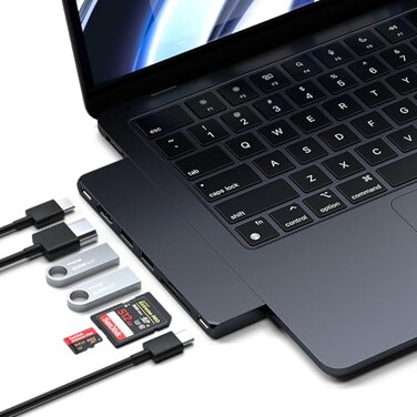 Satechi 7 in 1 USB C Hub Multiport Adapter Pro Slim USB C Dongle 100W Charging 4K HDMI USB 4 USB 32 Gen 2 SDMicro Card Reader for Mac MacBook AirPro Midnight