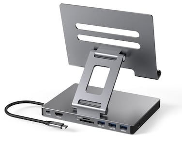 NXPGKEA iPad Pro USB C Hub Stand Multiport Adapter for iPad Pro M4 M3 M2 M1 13 129 11 Inch iPad Air Docking Station Foldable 4K 60Hz HDMI PD Charging SDTF Card Reader 3 USB 30 35mm Audio