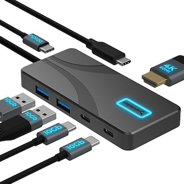 SABRENT USB C Hub 5in1 10Gbps USBA USBC Ports Single 4K60Hz HDMI 100W PD Input 80W Laptop Charging Compact Aluminum Docking Station for MacBook iPad Laptops Tablets HBTG5P