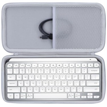 Lebakort Hard Carry Case Compatible with Logitech MX Keys Mini Minimalist Illuminated Keyboard Pale Grey Case