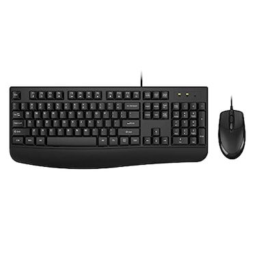 EDJO Wired Keyboard and Mouse Combo FullSized Ergonomic Computer Keyboard with Palm Rest and Optical Wired Mouse for Windows Mac OS DesktopLaptopPC
