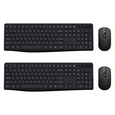 Lovaky Wireless Keyboard and Mouse Combo 24G FullSized Ergonomic Keyboard 3 DPI Adjustable Cordless USB Mouse Quiet Click for ComputerLaptopWindowsMac 2 Pack Black