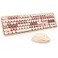 KOOTOP Wireless Keyboard and Mouse Cute Keyboard and Mouse Combo with Retro Round Keycap 24G Connectivity for PC Mac Laptop Computer Windows Milk Tea
