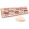 KOOTOP Wireless Keyboard and Mouse Cute Keyboard and Mouse Combo with Retro Round Keycap 24G Connectivity for PC Mac Laptop Computer Windows Milk Tea