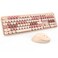 KOOTOP Wireless Keyboard and Mouse Cute Keyboard and Mouse Combo with Retro Round Keycap 24G Connectivity for PC Mac Laptop Computer Windows Milk Tea