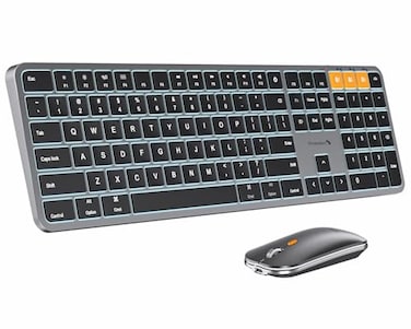 ProtoArc Backlit Bluetooth Keyboard and Mouse for Mac KM100A Full Size Wireless Keyboard Mouse for Mac MultiDevice Rechargeable No USB for MacBook ProAir iPhone iPad Space Gray
