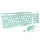 FD Wireless Keyboard and Mouse Combo 24GHz USB Cordless Cute Round Keys Quiet and Slim Set for Laptop Computer TV and Mac Mint Green White