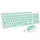 FD Wireless Keyboard and Mouse Combo 24GHz USB Cordless Cute Round Keys Quiet and Slim Set for Laptop Computer TV and Mac Mint Green White
