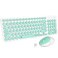 FD Wireless Keyboard and Mouse Combo 24GHz USB Cordless Cute Round Keys Quiet and Slim Set for Laptop Computer TV and Mac Mint Green White