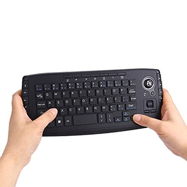 Fonicer Multimedia 24Ghz Wireless Mini Keyboard with Trackball Mouse Scroll Wheel for PCMacAndroid Tv Box Remote ControllerX Structure Black