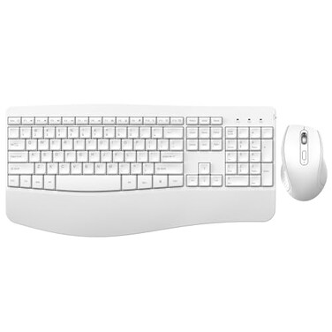 PEIOUS Ergonomic Keyboard and Mouse Combo Full Size Keyboard Cordless with Palm Wrist Rest Ergonomic Mouse Wireless for Windows Computers Laptops WhiteUpgrade