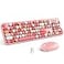 KNOWSQT Wireless Keyboard and Mouse Combo Pink 104 Keys FullSized 24 GHz Round Keycap Colorful Keyboards USB Receiver Plug and Play for Windows Mac PC Laptop Desktop