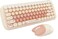 MOFIITzBBL Mini Wireless Keyboard Mouse Set Round Keycap MultiColour Cute Lovely for Girls 84 Key MulticolorChocolate