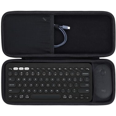Lebakort Hard Carry Case Compatible with Logitech Pebble Keys 2 Combo K380s K380 Keyboard M350 Pebble Mouse Combo Black Case