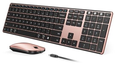 seenda Wireless Bluetooth Keyboard and Mouse Combo SKM643 Rechargeable Slim Quiet Keyboard Mouse 3 MultiDevice Connection Compatible for Windows 1110 PC Laptop Mac MacBook iPad Black Rose Gold