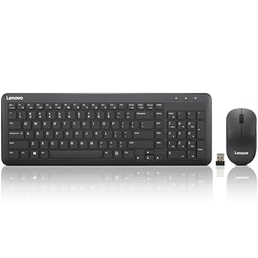 Lenovo 300 Wireless Combo Keyboard and Mouse 24 GHz Nano USBA Receiver Batteries Included