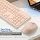 HUO JI Wireless Keyboard and Mouse Combo Quiet and Soft 24G FullSize Computer Keyboard and Ergonomic Wireless Mouse for Windows Mac DesktopLaptopPCPS Peach
