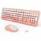 FOPETT 24GHz Wireless Keyboard and Mouse Set with Switch Button FullSize Keyboard Compatible for WindowsLaptopPCNotebookSmart TV and More Pink