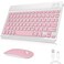 GOGARA Rechargeable Bluetooth Keyboard and Mouse Combo Universal UltraSlim Wireless Keyboard Mouse Set for Android Windows iPad iPhone Samsung Tablet Portable Compact Keyboard Set Pink