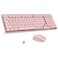LeadsaiL Wireless Keyboard and Mouse Combo 24Ghz Cordless Mechanical Keyboard and Silent Mouse for Business LowProfile Red Switch 98Key Compact Slim Keyboard for WindowsMacOS PC Laptop Pink
