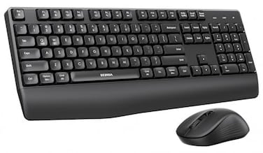 seenda Wireless Bluetooth Keyboard Mouse Combo COE200 Ergonomic Keyboard with Wrist Rest Silent Mouse MultiDevice Connection FullSize Compatible for Windows PC Laptop Mac MacBook Black
