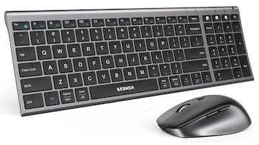 seenda Wireless Bluetooth Keyboard Mouse Combo COE401 Rechargeable Silent Keyboard Mouse Compact Slim 3 MultiDevice Connection Compatible for WindowsMac PC Laptop MacBook iPad Black Gray