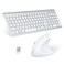 Fonicer 24GHz Wireless Vertical Ergonomic Mouse and Keyboard Combo UltraThin Portable Size for PC Desktop Computer Laptop Mac Tablet A Right White