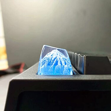 MECHKYP Handmade Mt Fuji Backlit Resin Artisan Keycap R4Esc Key Cap Shine Through Translucent SA Profile for Cherry MX Switch Gaming Mechanical KeyboardSnow Mountain Under Blue Skies Blue