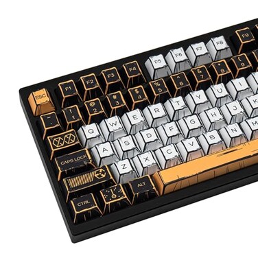GEKUCAP Black and White Manga Keycaps 150 Keys Anime Style PBT keycaps DyeSublimation Cherry Profile Keycap Set for Cherry Gateron MX Switches Mechanical Keyboard