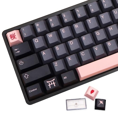 MOLGRIA Keycaps 136 Set Night Sakura for Full Sized Keyboard Custom PBT Cherry Profile Key Caps with Keycap Puller for Cherry MX 104876861 60 Percent ANSIISO Layout Keyboard