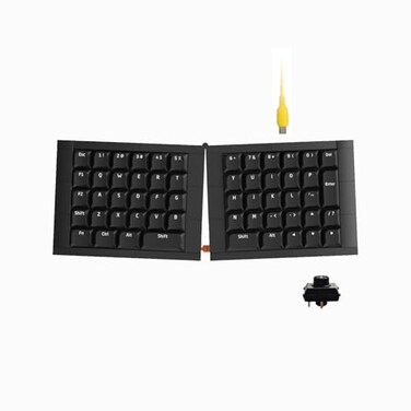 KBDcraft 07Israfel 50 ErgoSplit LowProfile Mechanical Keyboard 56Key Ortho LegoCompatible Case Wired Linear Switch Gasket Mount HotSwappable RGB QMK Vial Full Kit Black
