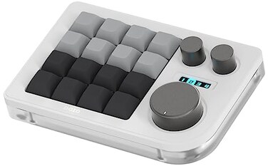 KEEBMONKEY Megalodon Triple Knob Macro Pad Programmable Designer Mini Keyboard 16 Keys White