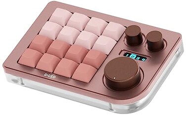 KEEBMONKEY Megalodon Triple Knob Macro Pad Programmable Designer Mini Keyboard 16 Keys Pink