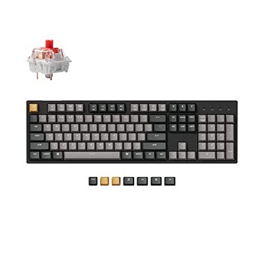 Keychron C2 Pro Wired Custom Mechanical Keyboard Full Size Layout QMKVIA Programmable Macro White Backlit with Linear Red Switch OEM Profile DoubleShot PBT Keycaps for Mac Windows Linux